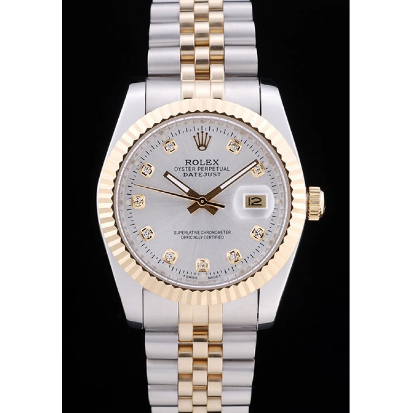 MiroTime 0815 Rolex Datejust Silver Dial Diamonds Ribbed Bezel 7454